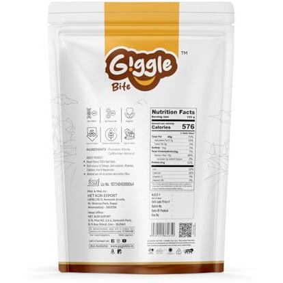 Giggle Bite 100% Pure California Whole Select Almonds, Badam Dry Fruits Nuts (500G)