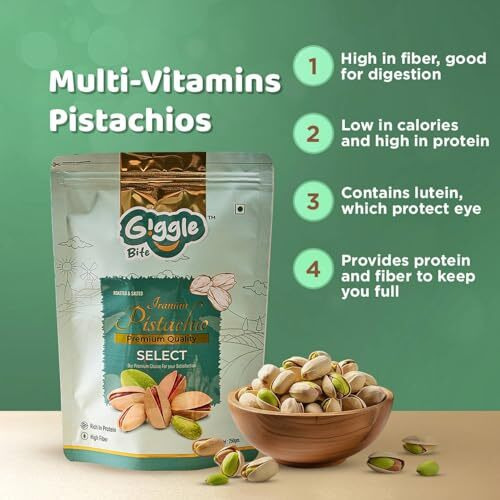Giggle Bite 100% Pure California Select Roasted & Salted In Shell Pistachios, Pista Dry Fruits Nuts (1 Kg)