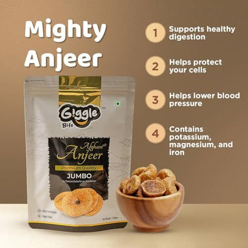 Giggle Bite 100% Natural Pure Jumbo Afghani Figs, Anjeer Dried Fruits Snacks (500G)