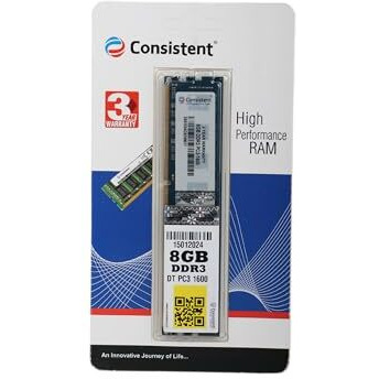 Consistent 8Gb Ddr3 1600Mhz Desktop Ram (Memory) U-Dimm | Long-Dimm | Dt Pc3-1600 Single Channel Memory With 3 Years Manufacturer Warranty (Made In India)