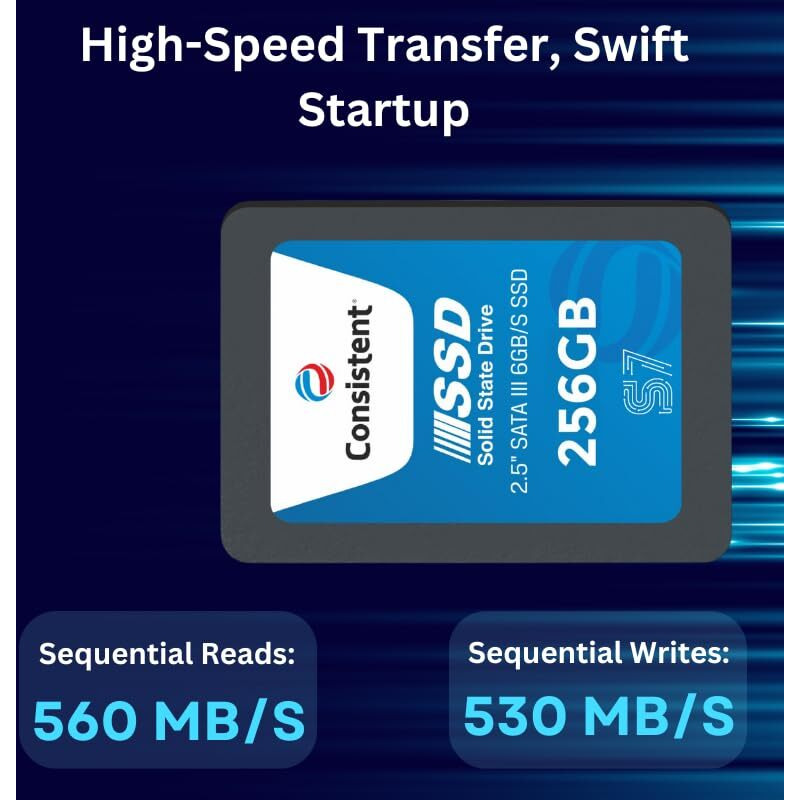 Consistent 2.5" 256Gb Ssd With Sata Iii Interface, 6Gb/S Read/Write Speed Upto - 552/500 Mb/S, 5 Years Warranty