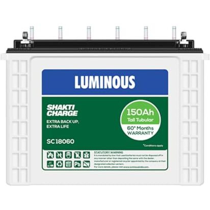 Luminous Tall Tubular Battery For Home, Office & Shops | Shakti Charge Sc18060 150Ah | Durable And Reliable Inverter Battery | Minimum Maintenance | Easy Installation | 60 Months Warranty