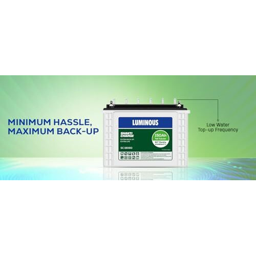 Luminous Tall Tubular Battery For Home, Office & Shops | Shakti Charge Sc18060 150Ah | Durable And Reliable Inverter Battery | Minimum Maintenance | Easy Installation | 60 Months Warranty