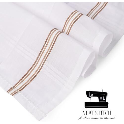 Spin Cart Cotton Premium Collection Casual Style Handkerchiefs Hanky For Men - Pack Of 12. - White Striped Xxl King Size