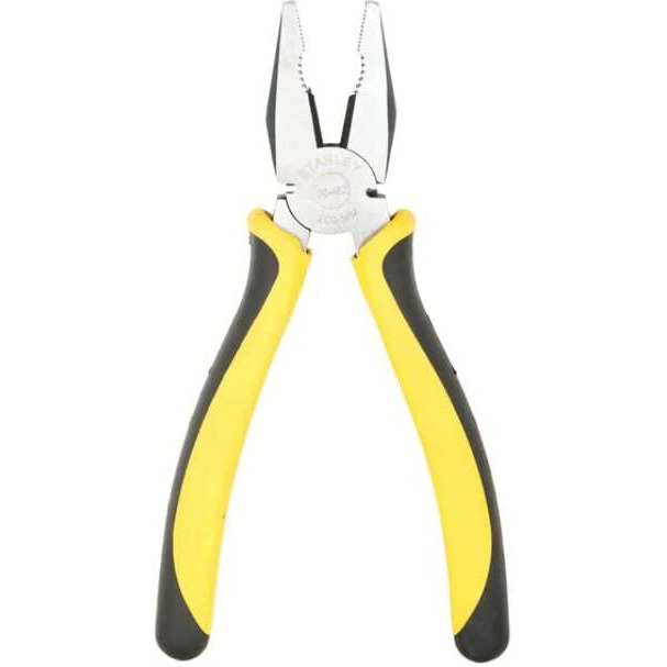 Stanley 70-482 8'' Sturdy Steel Combination Plier With Anti-Rust Properties For Gripping, Holding And Cutting Wires, Yellow & Black