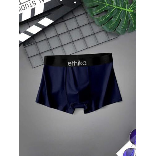 Ethika Men's Ultra-Comfort Ice Silk Lycra Underwear | Moisture-Wicking, Breathable Boxers For Men | Seamless Design | Multicolour (Pack Of 3) (In, Alpha, Xl, Multicolour)