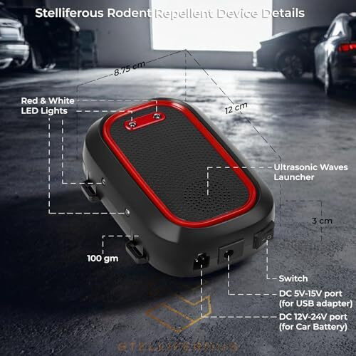 Stelliferous Ultrasonic Rodent Repellent For Automobiles - Car Rat Repellent - Waterproof Rat Repellent For Car, Home, Garden - Rat Car Protection Device - Engine Protection Rodent Defence