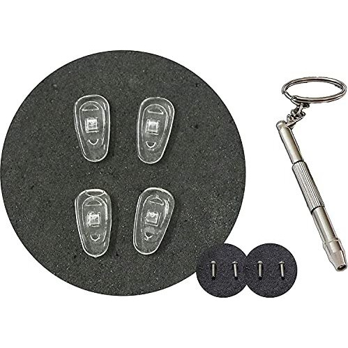 Sunshades Silicon Nose Pads For Spectacles Glass Eye Wears Set Of 2 Pairs, Screw 2 Pairs And 1 Screwdriver Eyewear Accessories, Transparent