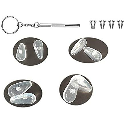 Sunshades Silicon Nose Pads For Spectacles Glass Eye Wears Set Of 2 Pairs, Screw 2 Pairs And 1 Screwdriver Eyewear Accessories, Transparent