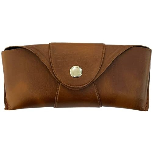 Bhavya Optic Sunglass Case Spectacle Case Attaches To Belt Travel Case Faux Leather (Tan Silver)