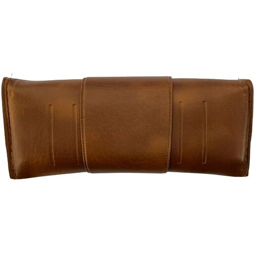 Bhavya Optic Sunglass Case Spectacle Case Attaches To Belt Travel Case Faux Leather (Tan Silver)