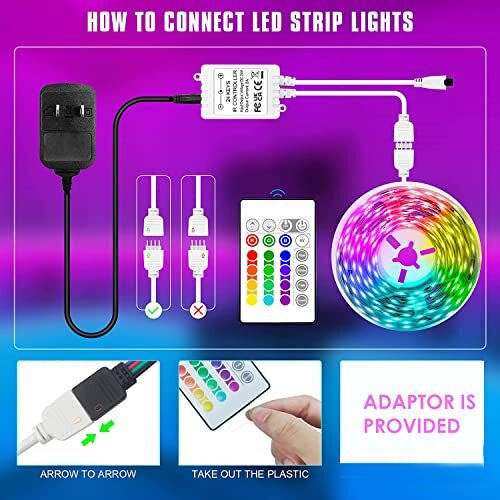 Gesto 5 Meter Rgb Led Strip Lights With 12V Adaptor - 300 Led Waterproof Strip Light,Multicolor Led Lights For Home Decoration, Bedroom, Diwali Decor & False Ceiling(With 16 Color Changing Remote)