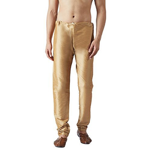 Sojanya (Since 1958, Mens Dark Gold Dupion Silk Churidaar Pyjama, Size Freesize