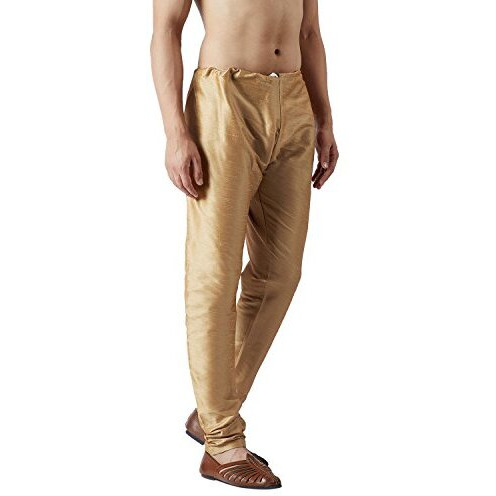Sojanya (Since 1958, Mens Dark Gold Dupion Silk Churidaar Pyjama, Size Freesize