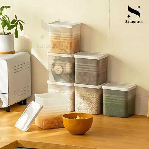 Satpurush Fridge Storage Boxes (Pack Of 8) Freezer & Refrigerator Organizer Containers Kitchen Storage Container Set Kitchen Accessories Items For Home 1200 Ml Food Storage Box
