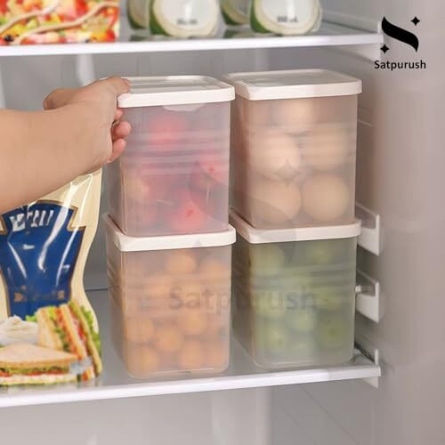 Satpurush Fridge Storage Boxes (Pack Of 8) Freezer & Refrigerator Organizer Containers Kitchen Storage Container Set Kitchen Accessories Items For Home 1200 Ml Food Storage Box