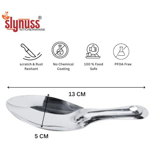 Slynuss  | Stainless Steel Idli Spoon | Elegant Idli Scooper - Idli Hastam - Idli Laddle | Portable Small Size Polished Idli Spatula | Idli Spoon For Removing Idli | 5X13- Cms (Silver) -Set Of 2