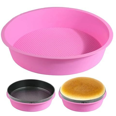 Curated Cart 8 Inch Silicone Round Cake Pan, Bpa-Free, Non-Stick, Microwave Safe, European-Grade Bakeware, 2.16 Inches Deep, Easy Release -1 Pcs Random Color