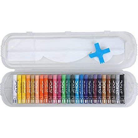 Doms 25 Shades Oil Pastel With Case | Smooth Color Intermixing For Better Effect | Bright And Intense Colors | Free Scrapping Tool | Non-Toxic And Safe For Childrens | Pack Of 1, Multicolor