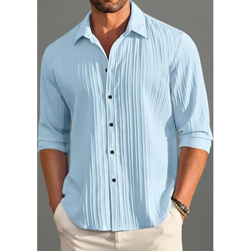 Royalscout Textured Shirts For Men || Casual Shirt For Men || Men Stylish Shirt || Shirt For Men|| Men Fancy Shirt || Men Full Sleeve Shirt || Plain Shirts For Men Sky