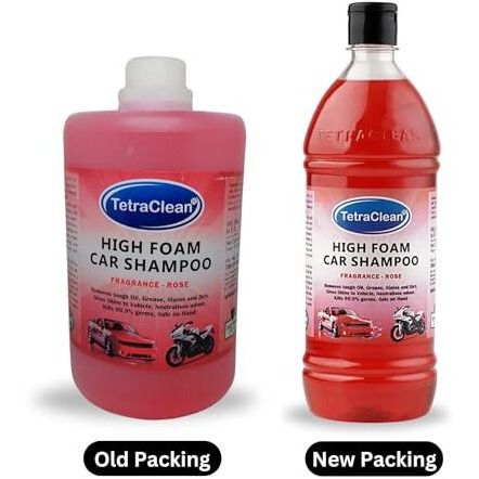 Tetraclean High Foam Car Shampoo Car Washing Liquid Car Cleaner Car Wash Shampoo | Remove Tough Dirt | Remove Dirt | Safe On Paint | For Home & Commercial Use, Rose Scented (1 L)