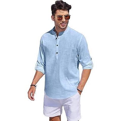 Bellstone Men's Cotton Blend Solid Regular Fit Kurta (Kurta1500_Single_Sky Blue_Xl