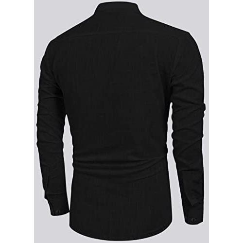 Bellstone Men's Cotton Blend Solid Regular Shirt (Kurta800_Black_Xl