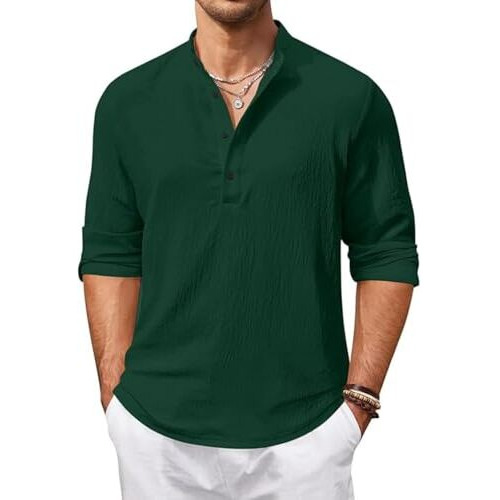 Bellstone Men's Cotton Blend Regular Shirt (Kurta1601_Dark Green_Xl