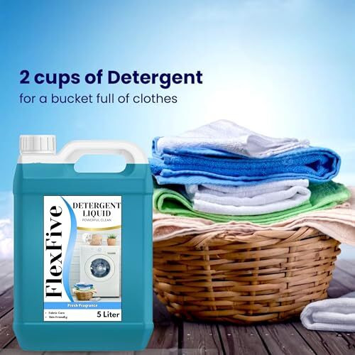 Flexfive Liquid Laundry Detergent For Front And Top Load Washing Machine, 5 L (2, Blue Detergent)