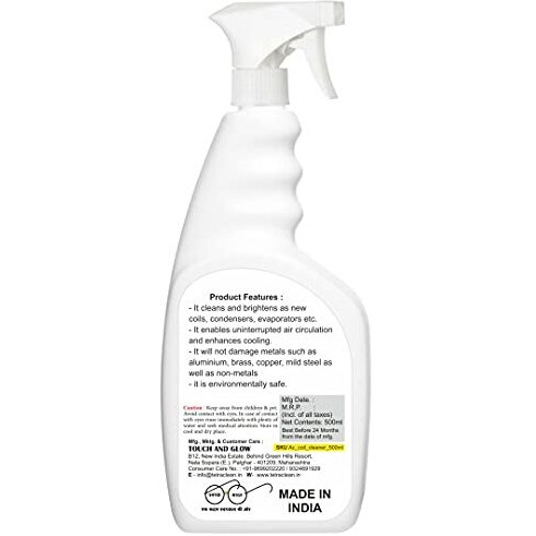 Tetraclean Alkaline Based Ac Coil Cleaner|High Foaming Coil Cleaner Liquid| Air Conditioner Instant Cleaning Liquid|Alkaline Coil Cleaner Compatible With Commercial & Residential Ac / 500Ml