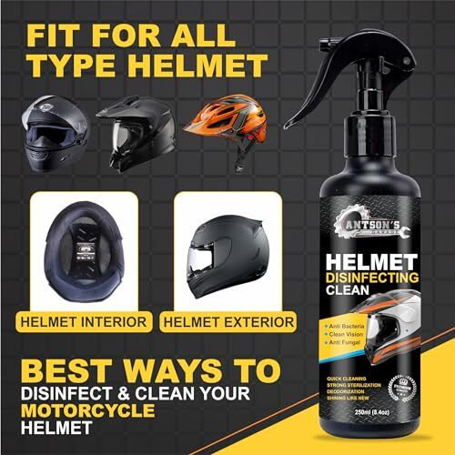 Antson Helmet Cleaner Spray 250 Ml, Helmet Interior Cleaner, Anti-Bacterial Spray For Helmet, Visor Cleaner, Anti-Bacterial Formula Protects Hair Loss And Fungal Infections (Helmet Cleaner)