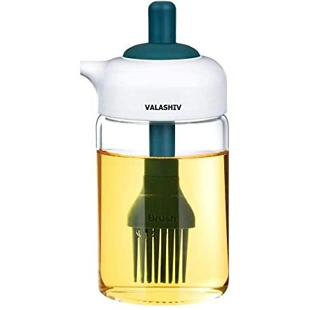 Valashiv Oil Dispenser Bottle | Wide Opening Oil Bottle | Oil Dispenser With Silicone Oil Brush | 230 Ml Oil Container For Cooking, Baking, Bbq, Marinating (Multicolor, Pack Of 1)
