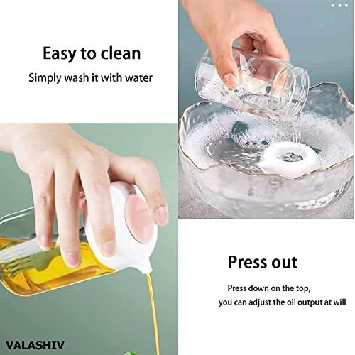 Valashiv Oil Dispenser Bottle | Wide Opening Oil Bottle | Oil Dispenser With Silicone Oil Brush | 230 Ml Oil Container For Cooking, Baking, Bbq, Marinating (Multicolor, Pack Of 1)