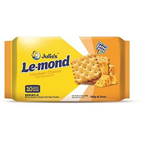 Julie's Le-Mond Cheddar Cheese Puff Sandwich Biscuit, 180 G