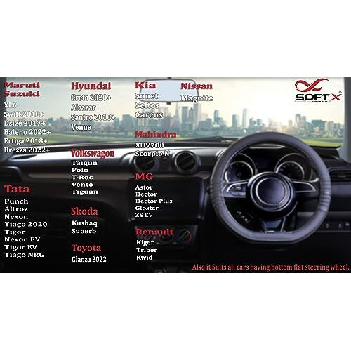 Soft X Premium Faux Leather Car Steering Wheel Cover | Flat Bottom (D Shape) Breathable Anti Slip Steering Cover For Untlimate Comfort & Style (Black-Red)