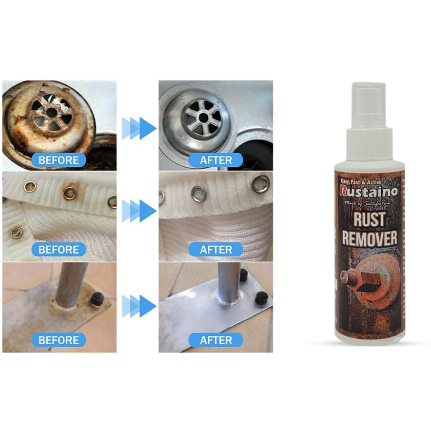 Rustaino Powerful Rust Remover Spray For Iron, Steel, Metal, Rust Stains Cleaning & Protection For Car, Bike, Kitchen, Bathroom (100Ml)