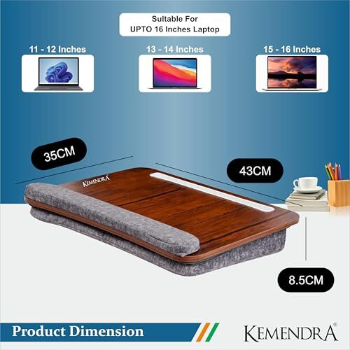 Kemendra Portable Lap Laptop Desk,Fits Up To 15.6 Inch Laptop,With Anti-Slip Strip&Storage Function For Home Office Students Use As Computer Laptop Stand,Book Tablet (Wood)