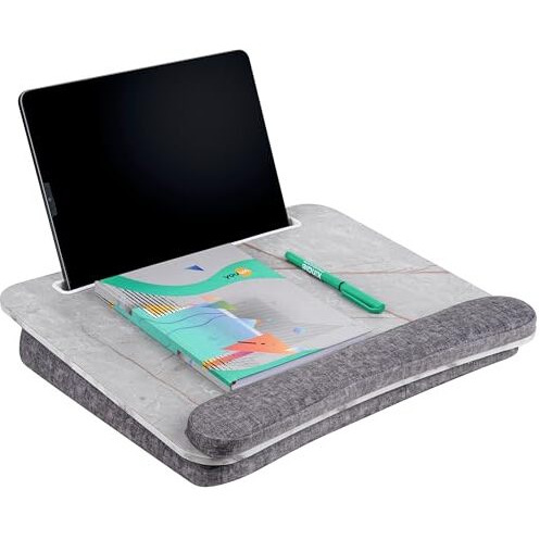 Kemendra Wood Portable Lap Laptop Desk With Pillow Cushion, Fits Up To 15.6 Inch Laptop, With Anti-Slip Strip & Storage Function Home Students Use As Computer Laptop Stand, Book Tablet (Classic)