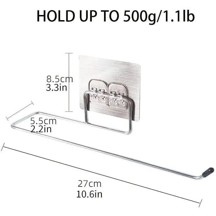 Pack Of 2 Stainless Steel Self Adhesive Napkin Ring Wall Mount Towel Hanging Holder With Magic Adhesive Pad Kitchen Paper Roll Holder Tissue Paper Stand Towel Bar Hanger Kitchen And Washbasin Use 2 Pc