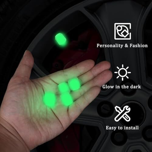 Greyana Tire Valve Stem Caps Glow In Tire Valve Caps Luminous Tire Valve Cover Tire Valve Accessories For Universal Cars Suv Truck Motorcycle Bike, Cool Car Gifts (4 Pic Multi Colour)