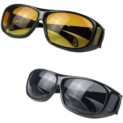 Jb Export Hd Vision Uv Protection Day And Driving Bikes And Car Anti-Glare Polarized Sunglasses Unisex Goggles For Men Women Combo Pack Of 2, Medium, Multicolour