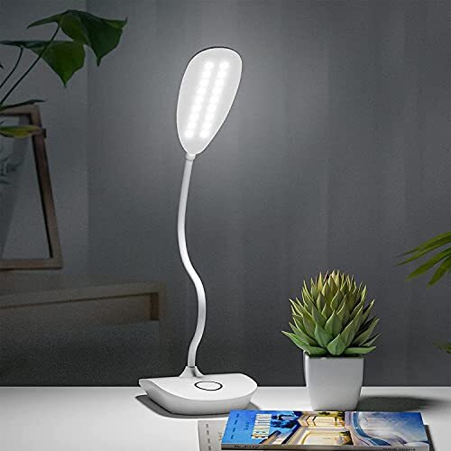 Gesto Rechargeable Battery Operated Desk Lamp  3 Level Brightness Study Table Lamp For Students,Study Lamp For Office Table,Night Light For Study Room | Gooseneck Reading Light For Work From Home