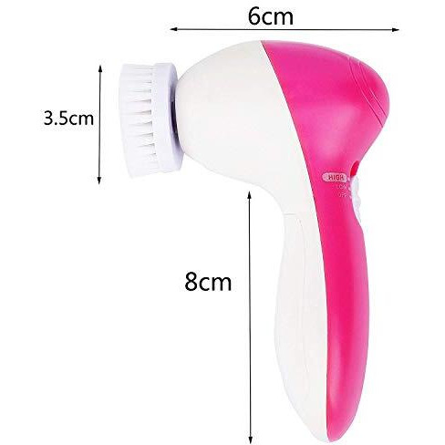 Alwafli 5 In 1 Face Facial Exfoliator Electric Massage Machine Care Cleanser Massager Kit For Smoothing Body Beauty Skin Cleaner Facial Massager Machine For Women (Pink)
