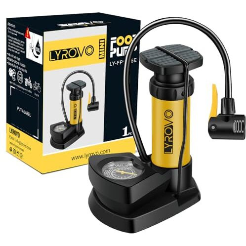 Lyrovo Bike Cycle Air Pump - Portable Tyre Inflator For Cars Bicycle Football Cycle With Pressure Gauge (Single Cyliner, Yellow)