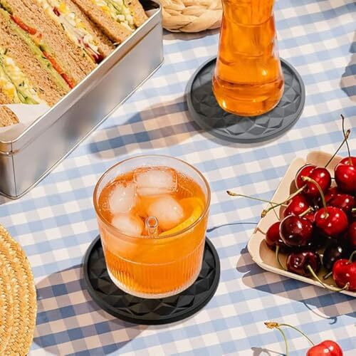 Lyrovo Silicone Coaster 6 Pack With Holder Set Fit For Tea Cups Coffee Mugs And Glasses