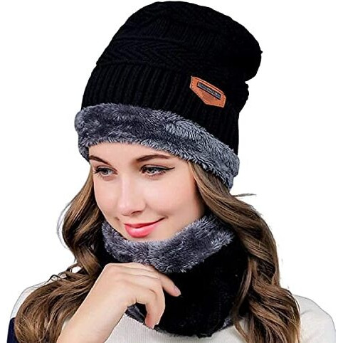Nubilous Woolen Hat Cap,Woolen Neck Warmer Scarf Men & Women Winter Woolen Cap Hat Woolen Neck Warmer Scarf Set For Men & Women Velvet Neck Scarf Free Size (Multi-Color)