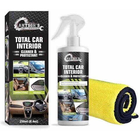 Antson Car Interior Cleaner And Protectant | Safe As A Car Seat Cleaner And For All Interior Surfaces Including Leather And Fabric | Infused Uv Blockers Protect From Fading (250 Ml Interior Cleaner)