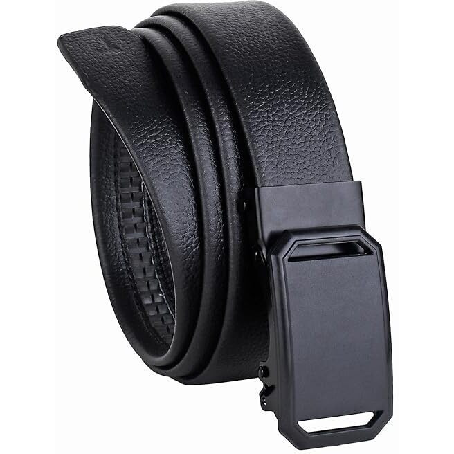 Zevora Men's Vegan Leather Belt For Men, Formal/Casual,Autolock,Black 02