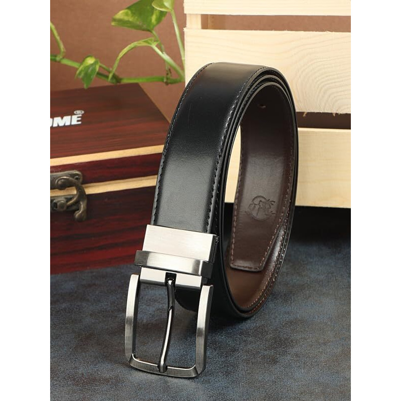 Zevora Leather Formal/Casual Reversible Belt For Men/Boys (Color-Black/Brown)