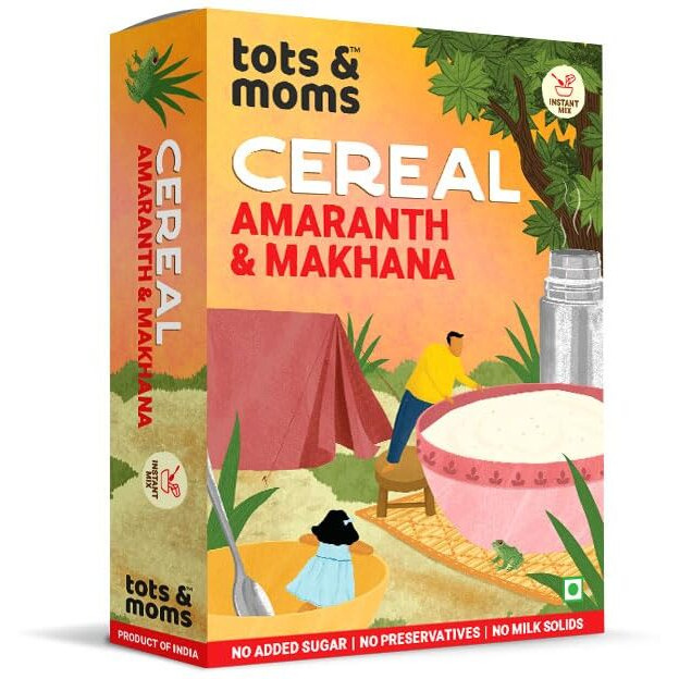Tots And Moms Protein & Calcium Rich - Amaranth & Makhana Instant Cereal 200G | No Sugar No Milk - Preservative Free Travel Friendly Healthy Porridge Mix For Kids